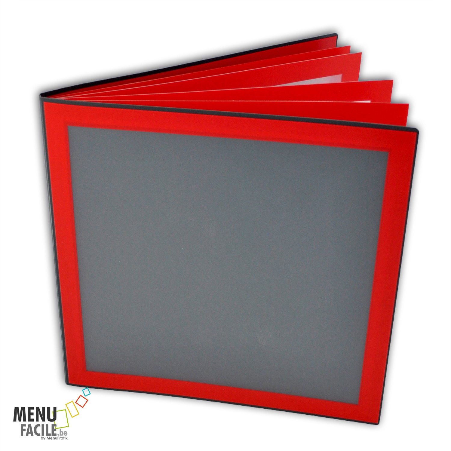 MenuBasic - Carré - Support Gris - Bordure Rouge
